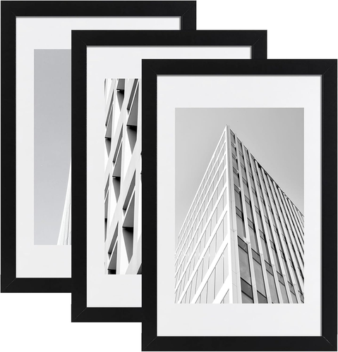 16X24 Poster Frame 3 Pack, Black Picture Frame Display Poster 12 X 18 with Mat o