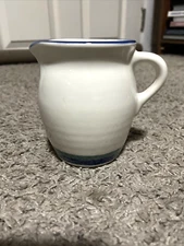 Pfaltzgraff Striped Ivory Green Blue Small 4 1/2” Gravy Or Creamer
