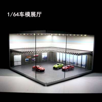 NEW 1:64 Scale Car Model Showroom LED Garage Scene Two-level