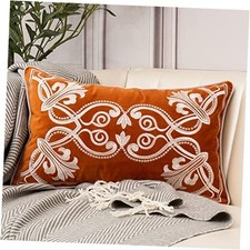 European Luxury Velvet Lumbar Throw Pillow Cover 20" x 12" Pack of 1 Orange