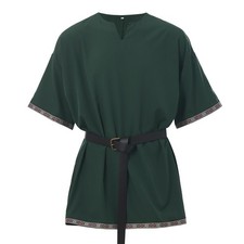 Mens Medieval Viking Tunic LARP Knight Warrior Renaissance Shirt Pirate Cospl...