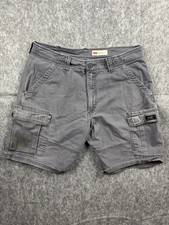 Wrangler Mens Gray Cargo Shorts 7-Pocket Relaxed Fit Outdoor/Utility Size 34