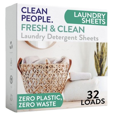 Clean People Laundry Detergent Sheets - Recyclable Packaging, 32 Pack 