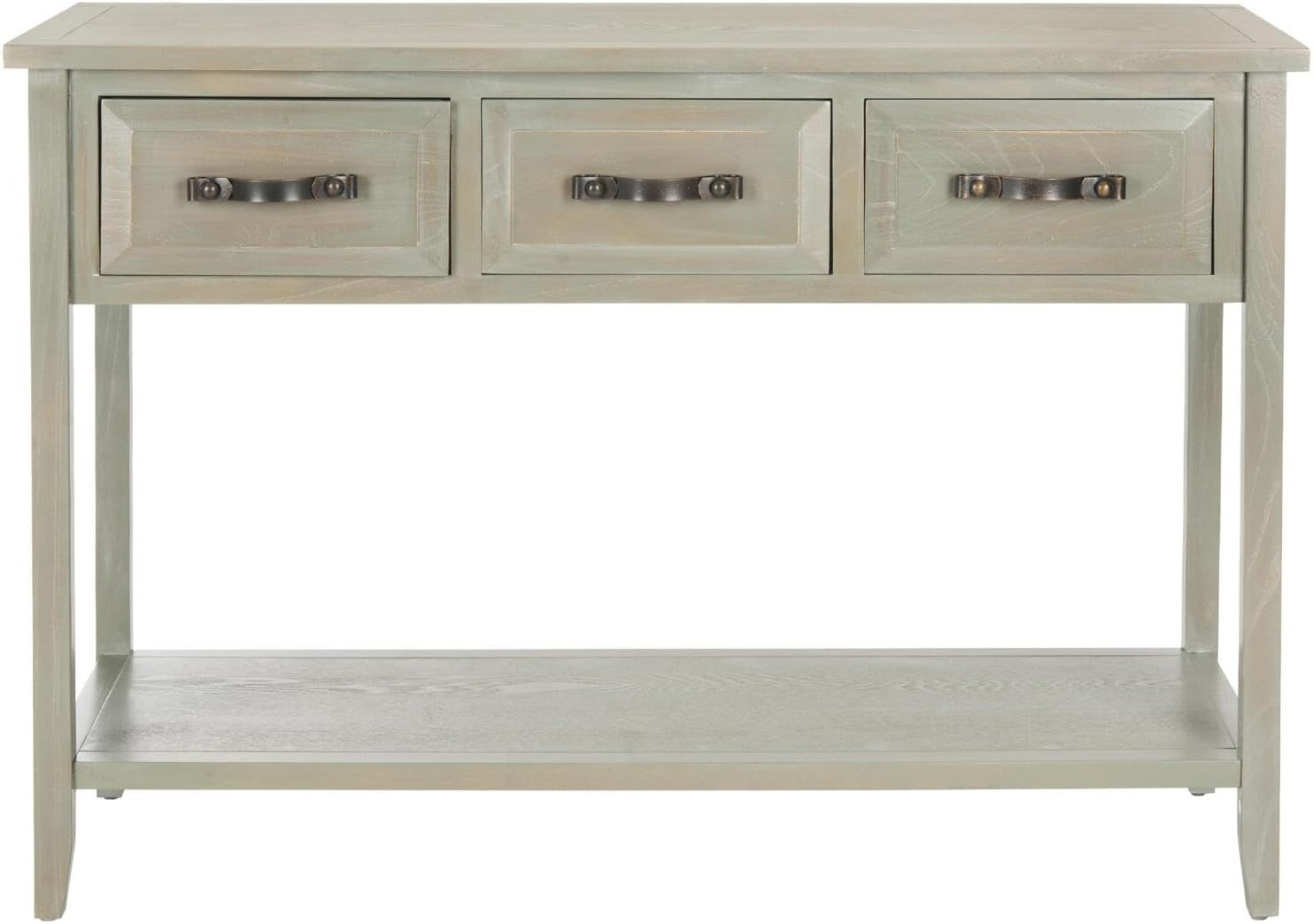 Aiden Ash Grey 3-Drawer Console Table with Bottom Shelf for 