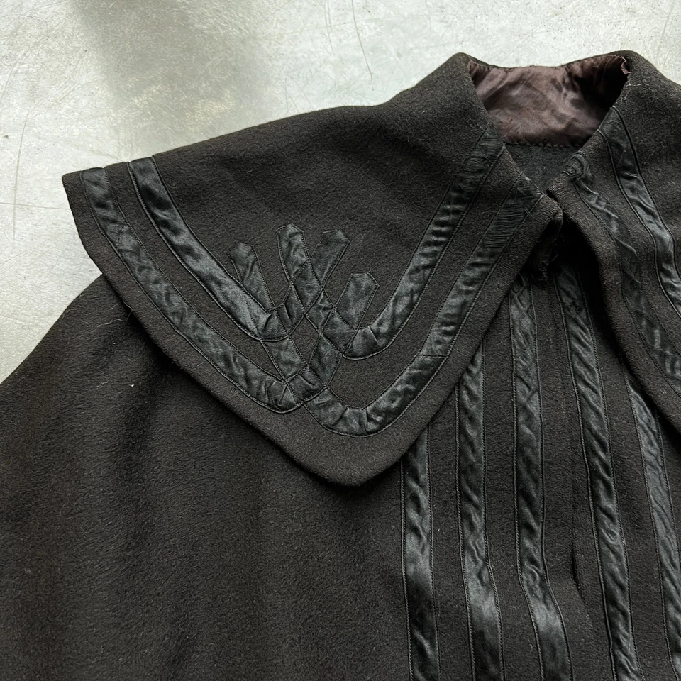 JAQUETA CASACO CAPA CARRO LÃ PESADA VITORIANA VINTAGE ANTIGA 1800S Goth Punk - Imagem 3 de 4