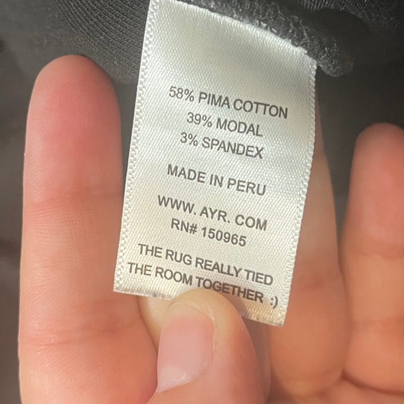 AYR The High Hopes Pants Flare Wide Leg Black Medium Pull On Pima Cotton Blend 