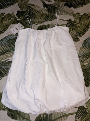WOMENS NEW PULL&BEAR Poofy Shirt Halter Top NWT White