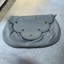 Gray Leather Clutch Wristlet Crossbody Bag Zip Closure Fold Over Snap Soft