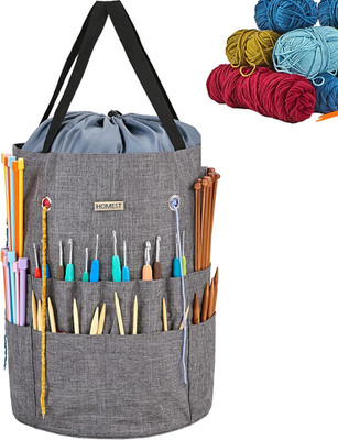 Large Crochet Bag with Customized Front Compartment for Knitting Accessories, Ya
