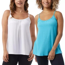 NEW 32 Degrees Cool Women's XL 2-Pack Bra Top Cami With Built-In White/Teal