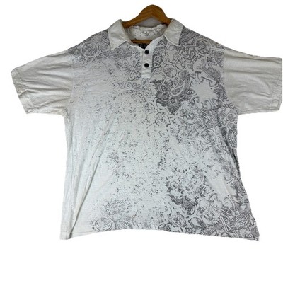 Point Zero Mens L Polo Shirt Y2K Gothic Grunge Cross Graphic White Affliction