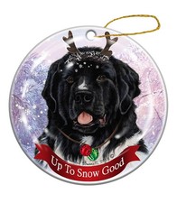 Holiday Pet Gifts Chocolate Newfoundland Dog Porcelain Christmas Ornament
