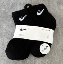 Nike 6 Pairs Cushioned Low Cut Ankle Socks Black Youth Size 3Y UN0372-023