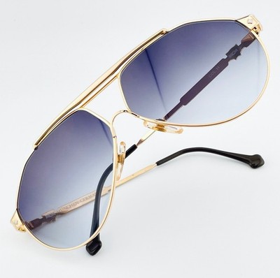 NOS vintage MCM München S2 gold plated sunglasses 80s Germany LARGE Dita Cazal