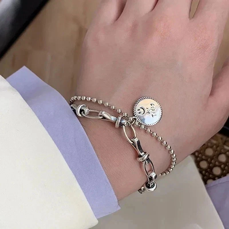 Massives 925 Sterling Silber Armband für Damen | Vintage Handarbeit schlichter Armreif