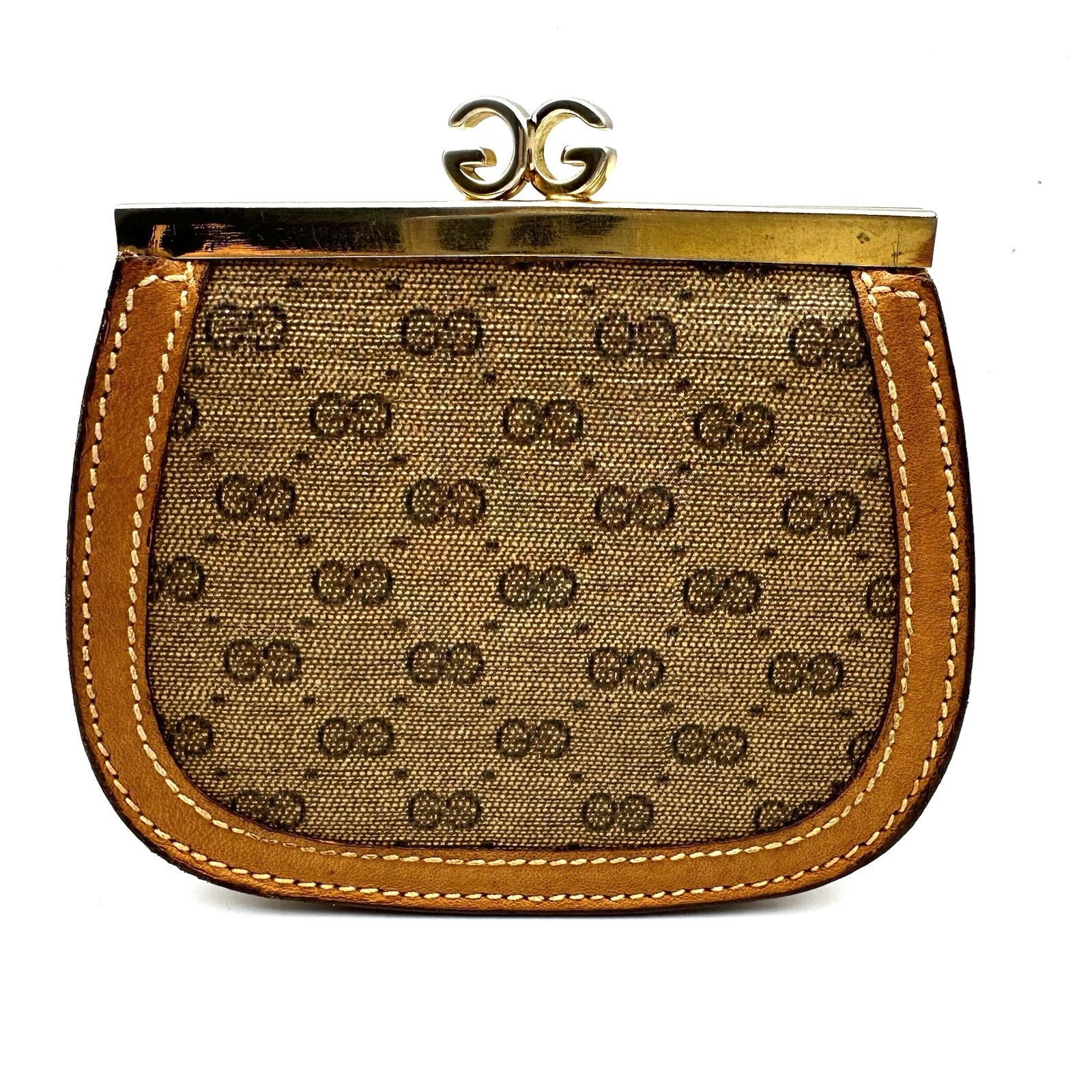 GUCCI Vecchionete Portamonete Porta Pellello Camme Mi GGss Kiss Lockage Vint an 90timo