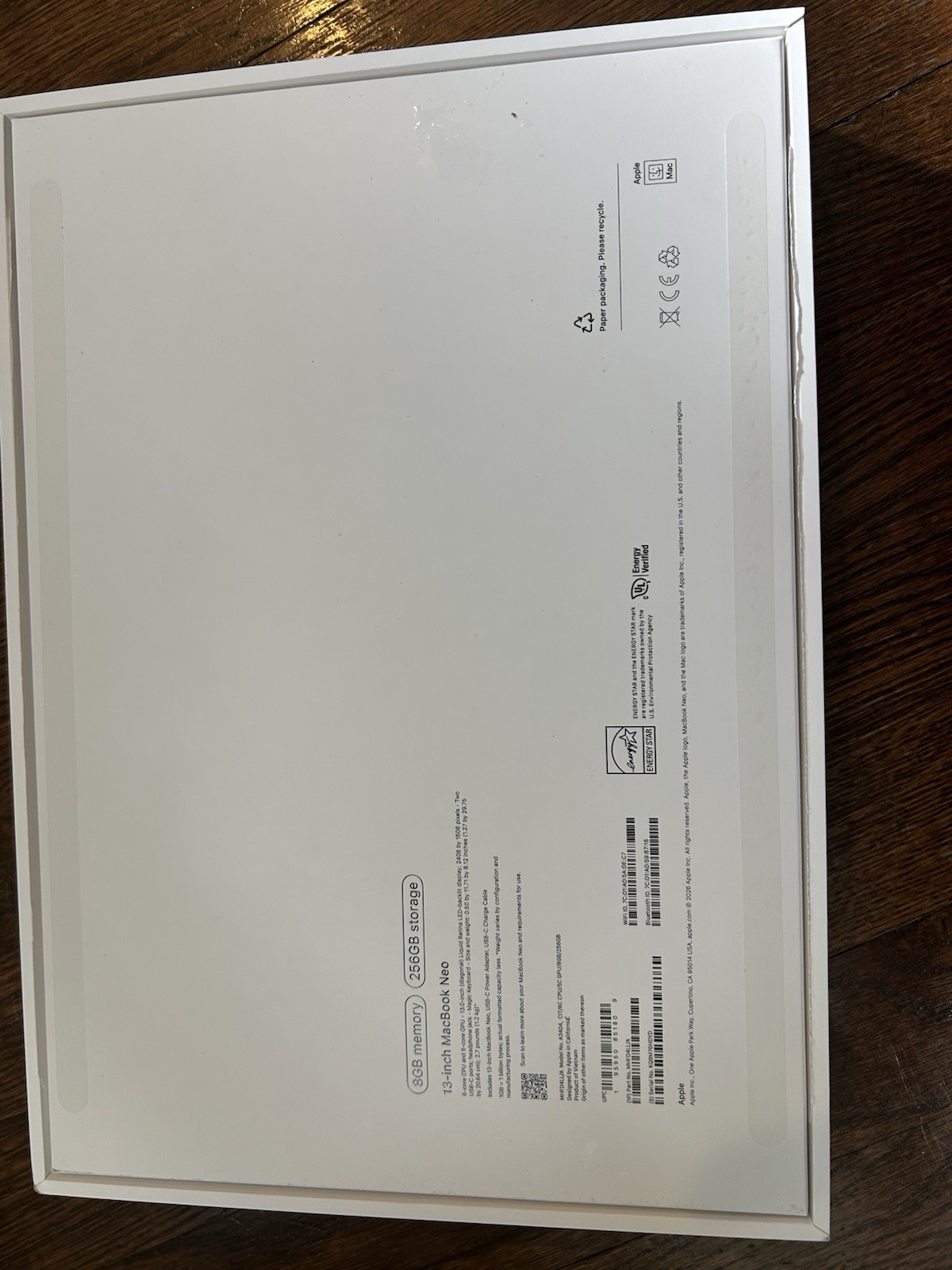 Apple MacBook Neo 13-inch Original Empty Box + Charger & USB-C Cable ...