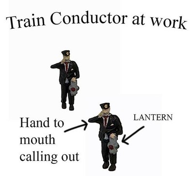HO Scale Train Conductor with his Railroad LANTERN FINISHED 1/87 scale figure