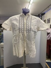 Vintage Edwardian Revival Lace Trimmed BLOUSE Bib Front Ruffle Neck Size 34