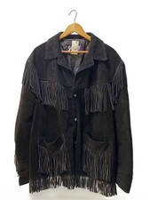 Schott Fringe Suede Leather Jacket Black Sz 44 Western USA Made 60s hippie 88