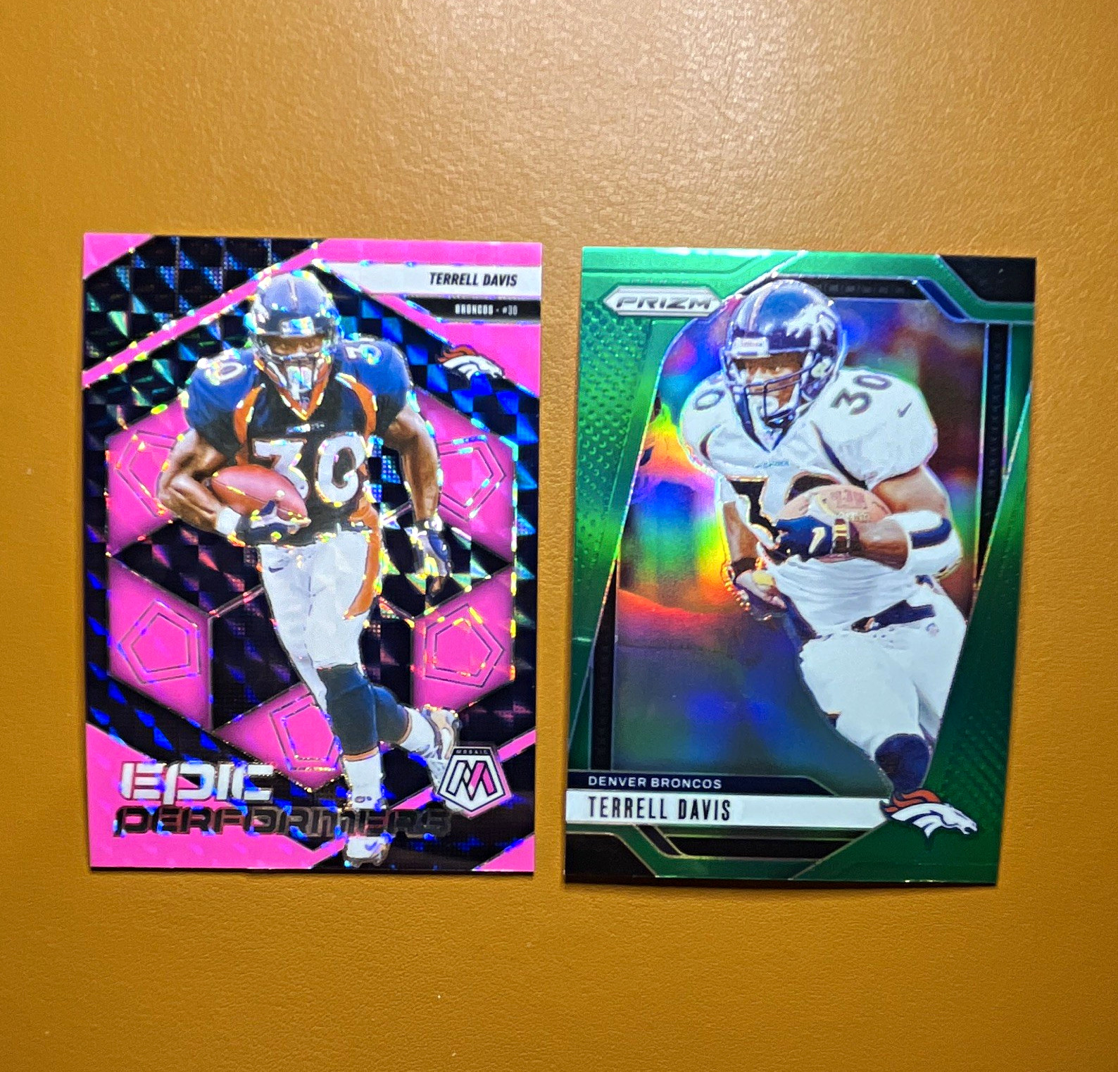 Terrell Davis Broncos 2024 Panini 2-Card Lot - Mosaic Epic #17, Prizm #91
