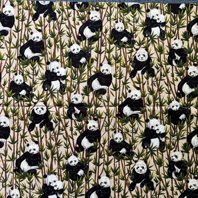 NEW 1-Yd Pc FABRIC Pandas Bamboo FIT TO PRINT Cotton WILD C1853