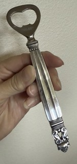 Georg Jensen Denmark Sterling Silver Handle Long Bottle Opener Acorn Pattern NR