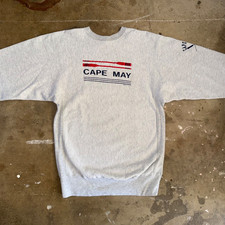 1990 VINTAGE 90s CHAMPION REVERSE WEAVE GRAY SWEATSHIRT CAPE MAY NEW JERSEY