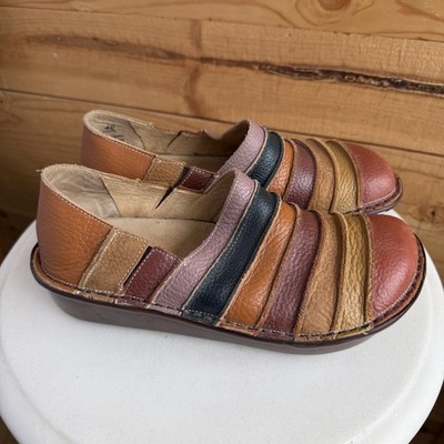 Spring Step Firefly Clog Colorful Stripe Leather Comfort 40/9 Hippie Cottagecore