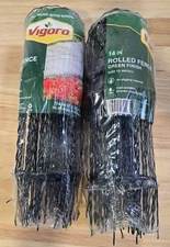 Vigoro 14 in. H x 20 ft. L Green Rolled Metal Garden Fence Lot of 2 89311HD