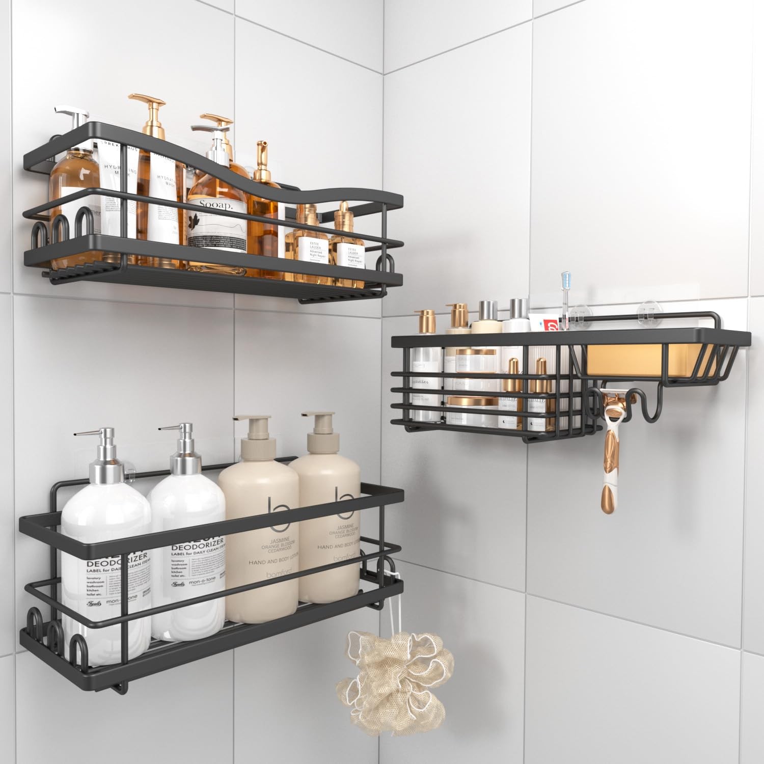 Shower Caddy, 3 Pack Large Capacity Bathroom Organizers and Storage, No Drill...