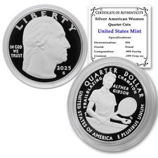 2025 S Limited Edition American Women Series Silver Althea Gibson Quarter...