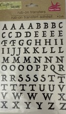 BLACK ALPHABET Rub-On Transfers Letters 65pc Crafter  s Square  Words  Card Making