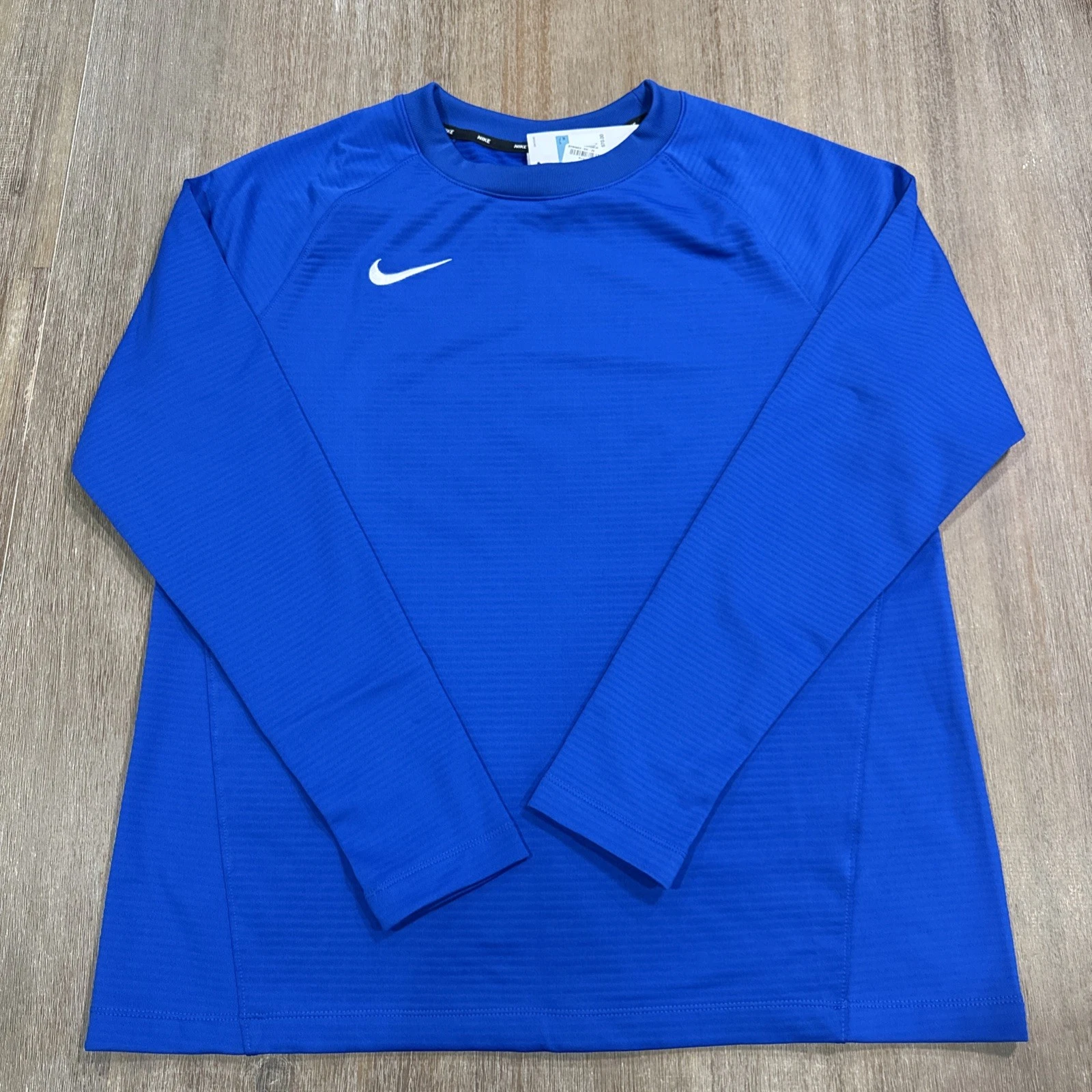 Nike Shirt Womens Medium Blue Pre-Game Dri-FIT Long Sleeve Softball DC9106-493