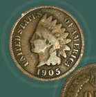 TWO 1905 Indian Head Penny 1c Bronze US Coin XF Extra Fine One Cent 2-Coin Lot