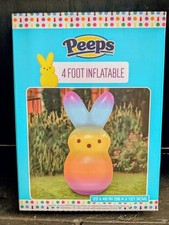 PEEPS Rainbow Bunny Shaped 4 Ft. Blow Up Inflatable Easter Indoor / Outdoor NIB
