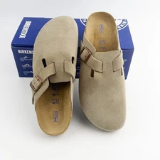 Birkenstock Boston Women/Men Taupe Suede Leather Soft Footbed Narrow/Wide US7-12