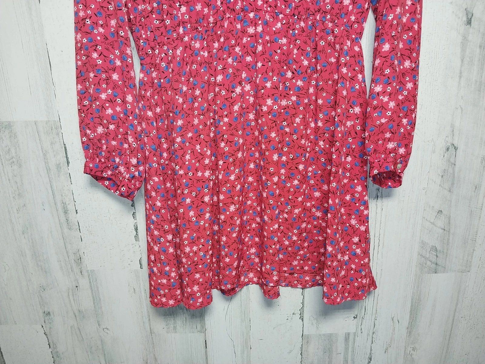 VALENTINO ZARA Vestito Donna Rosso Ditzy Stampa Floreale Scollo a V Maniche Lunghe Taglia Media