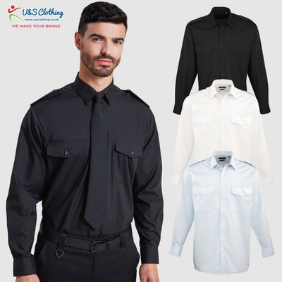  Premier Herren Langarm Pilotenhemd Business Arbeit Smart Formal Hemd Uniform 