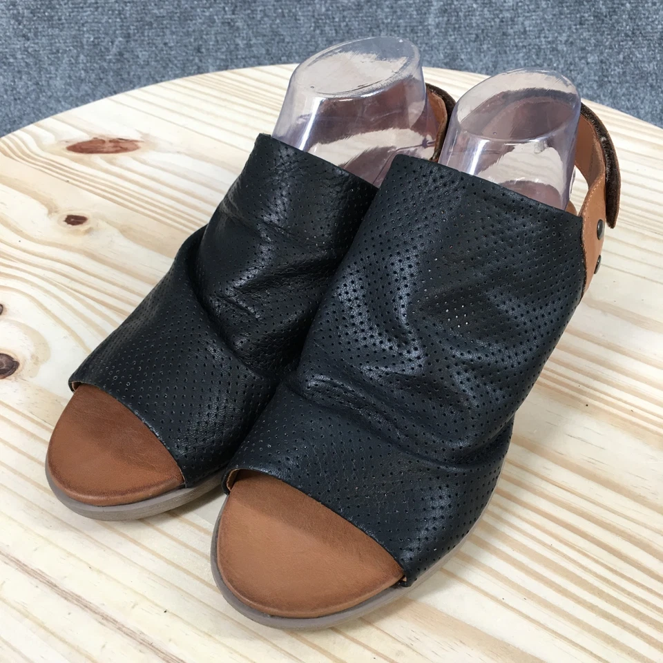 Spring Step Sandals Womens 41 Rapture Low Heels Open Toe Slingback Black Leather - Image 3 of 4