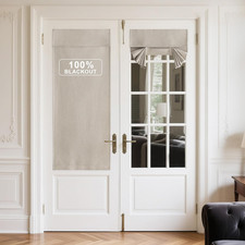 Linen 100 Blackout Door Curtains for French Front Door, Farmhouse Privacy Therm