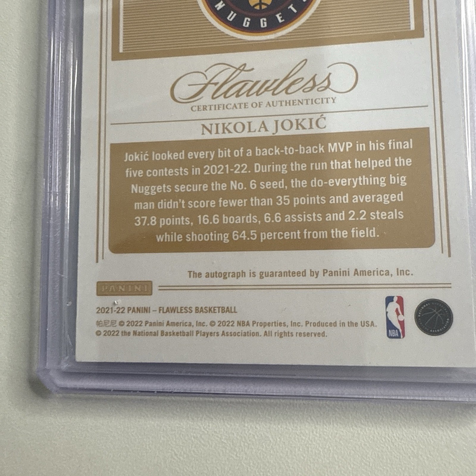 15/25 JSY# 1/1 ! 2021-22 Panini Flawless Nikola Jokic Momentous Auto #MMA-NKJ view 12