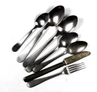 WWII ERA US ARMY NAVY USN STAINLESS STEEL TABLE SPOON FORK UTENSILS MESS HALL