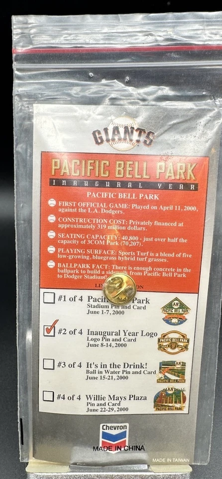 SF Giants | Pacific Bell Park | Inauguración Año 2000 | Juego completo de tarjetas Pin #1-4 Foto 4 de 4