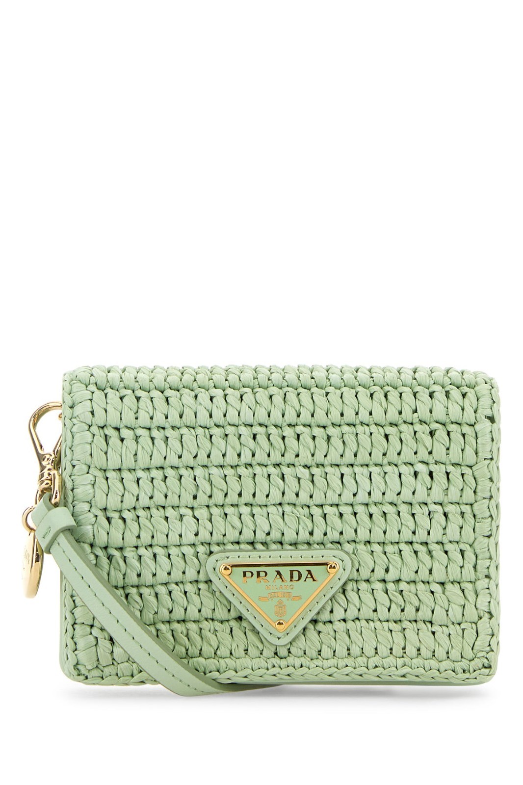 PRADA Pastel Green Raffia Card Holder New & Authentic