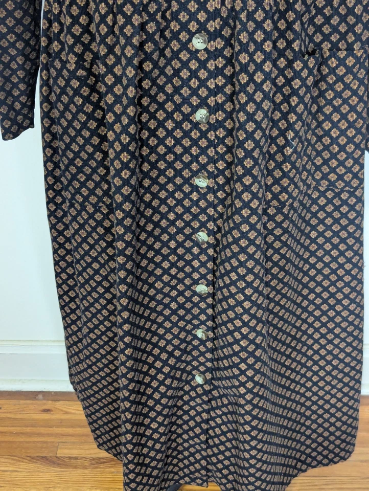 Vestido Midi De Colección S Roberts Años 90 Y2K Pana Talla 14/16 Cierre Trasero Bolsillos Algodón Foto 3 de 4