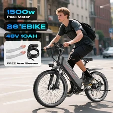 26" 1500W POWERFUL Electric Mountain Bike 48V Commuting Outdoor Road City Ebike