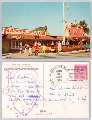 Santa's Village Carpinteria CA Postcard 1960 Santa Claus Roadside Attraction