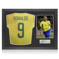 Ronaldo de Lima Signed Brazil 2024 Home Football Jersey. Icon Frame