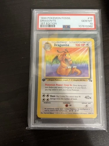 Pokémon Fossil 1st Edition Dragonite Non-Holo PSA 10